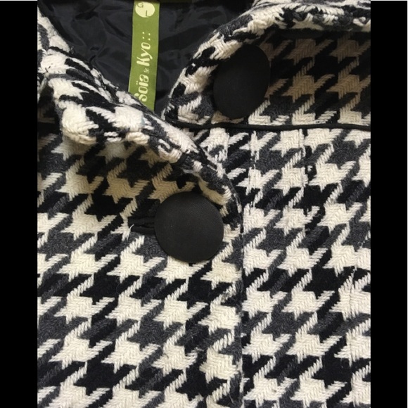 Soia Kyo Houndstooth Wool Lined Car Coat L - Picture 4 of 6